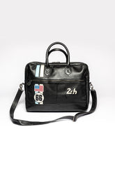 Sac bandoulière en cuir 24H Le Mans Bruce messenger noir